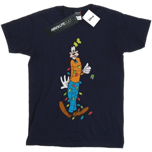 Abbigliamento Bambino T-shirt maniche corte Disney Goofy Christmas Lights Blu