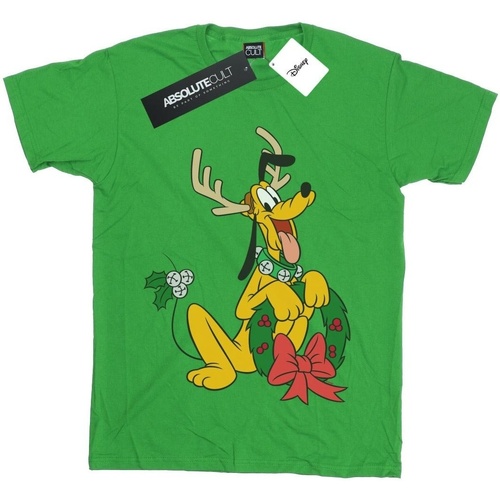 Abbigliamento Bambino T-shirt maniche corte Disney Pluto Christmas Reindeer Verde