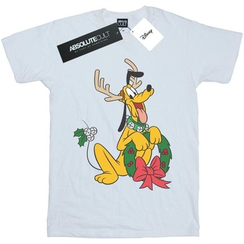 Abbigliamento Bambino T-shirt maniche corte Disney Pluto Christmas Reindeer Bianco