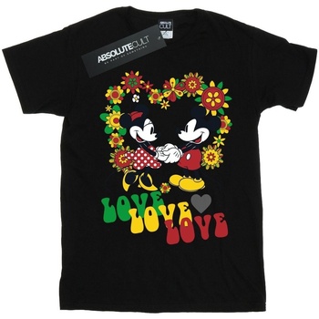 Abbigliamento Bambina T-shirts a maniche lunghe Disney Mickey And Minnie Mouse Hippie Love Nero