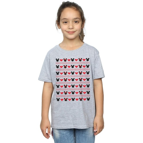 Abbigliamento Bambina T-shirts a maniche lunghe Disney Mickey And Minnie Christmas Hearts Grigio