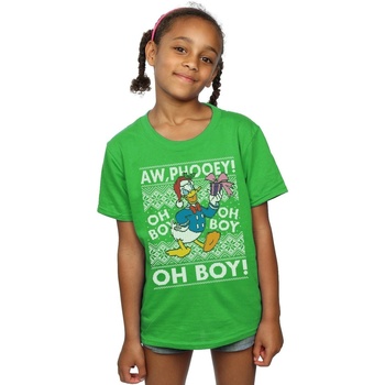 Abbigliamento Bambina T-shirts a maniche lunghe Disney Donald Duck Christmas Fair Isle Verde