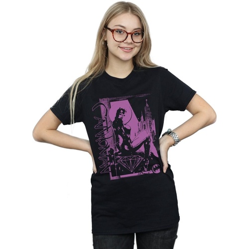 Abbigliamento Donna T-shirts a maniche lunghe Dc Comics Justice League Catwoman Vote For Batman Nero