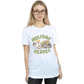 Abbigliamento Donna T-shirts a maniche lunghe Dc Comics Justice League Christmas Delivery Bianco