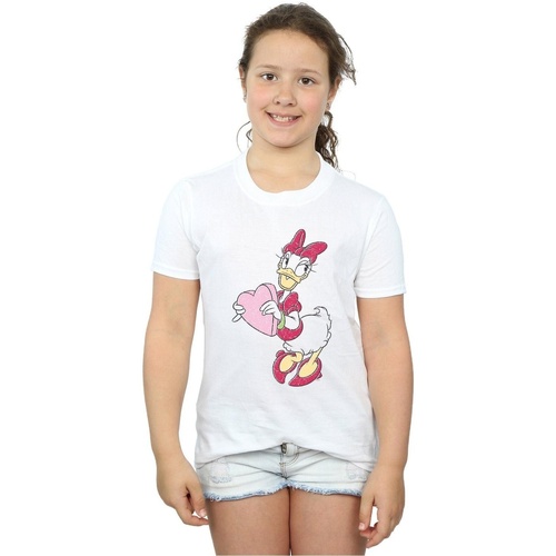 Abbigliamento Bambina T-shirts a maniche lunghe Disney Daisy Duck Love Heart Bianco