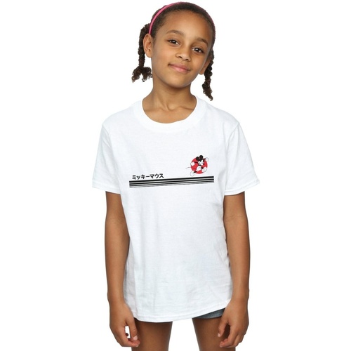 Abbigliamento Bambina T-shirts a maniche lunghe Disney Mickey Mouse Running Bianco
