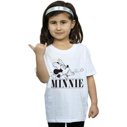 Abbigliamento Bambina T-shirts a maniche lunghe Disney Minnie Mouse Kiss Bianco