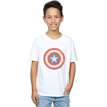 Abbigliamento Bambino T-shirt maniche corte Marvel Captain America Sketched Shield Bianco