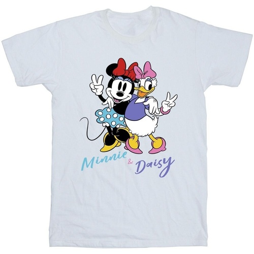 Abbigliamento Bambina T-shirts a maniche lunghe Disney Minnie Mouse And Daisy Bianco