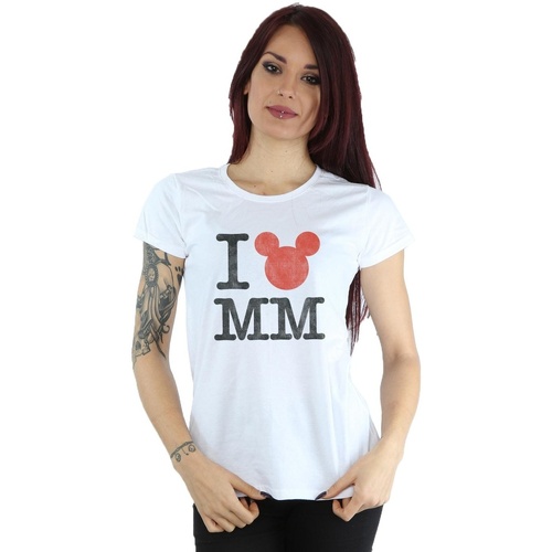 Abbigliamento Donna T-shirts a maniche lunghe Disney I Love Mickey Mouse Bianco