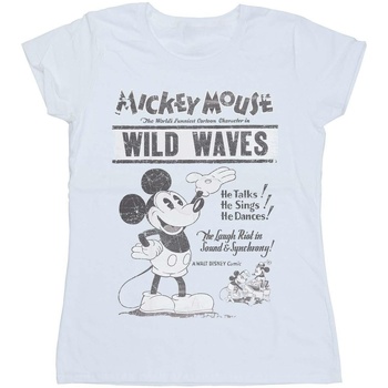 Abbigliamento Donna T-shirts a maniche lunghe Disney Mickey Mouse Making Waves Bianco