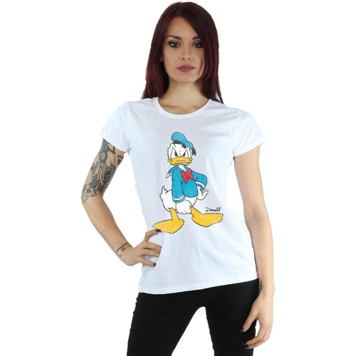 Abbigliamento Donna T-shirts a maniche lunghe Disney Donald Duck Angry Bianco