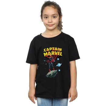 Abbigliamento Bambina T-shirts a maniche lunghe Marvel Captain  Space Pose Nero