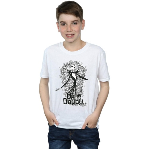 Abbigliamento Bambino T-shirt maniche corte Disney Nightmare Before Christmas Bone Daddy Bianco