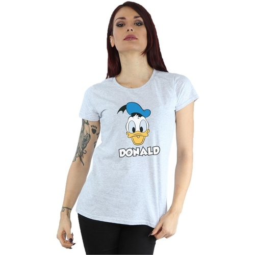 Abbigliamento Donna T-shirts a maniche lunghe Disney Donald Duck Face Grigio