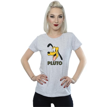 Abbigliamento Donna T-shirts a maniche lunghe Disney Pluto Face Grigio
