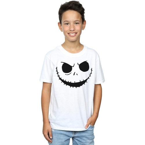 Abbigliamento Bambino T-shirt maniche corte Disney Nightmare Before Christmas Jack's Face Bold Bianco