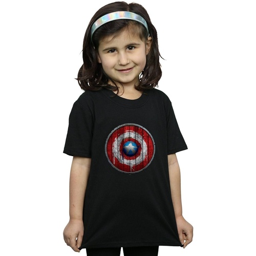 Abbigliamento Bambina T-shirts a maniche lunghe Marvel Captain America Wooden Shield Nero