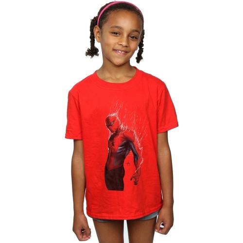 Abbigliamento Bambina T-shirts a maniche lunghe Marvel Spider-Man Web Wrap Rosso