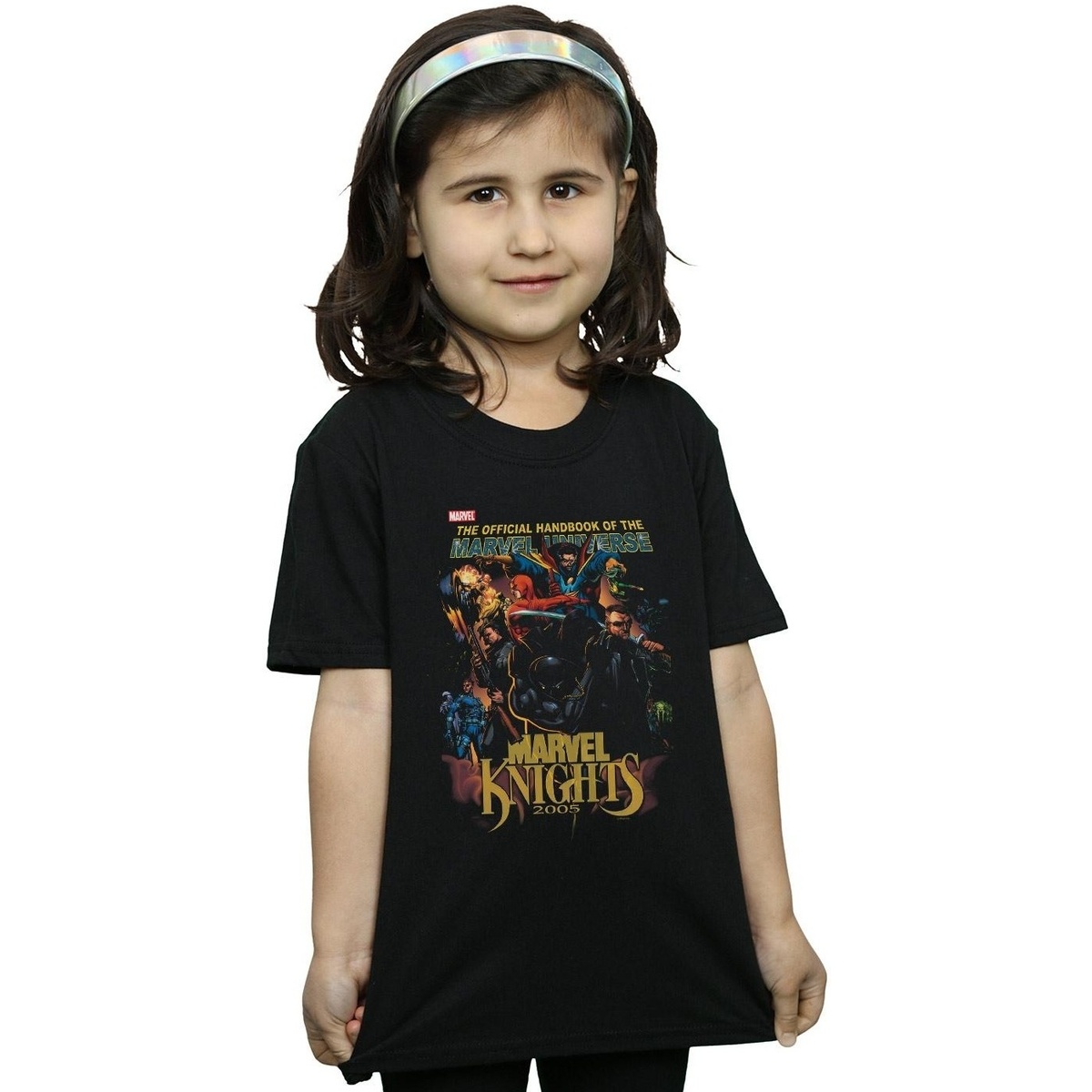 Abbigliamento Bambina T-shirts a maniche lunghe Marvel The Official Handbook Of The  Universe Nero