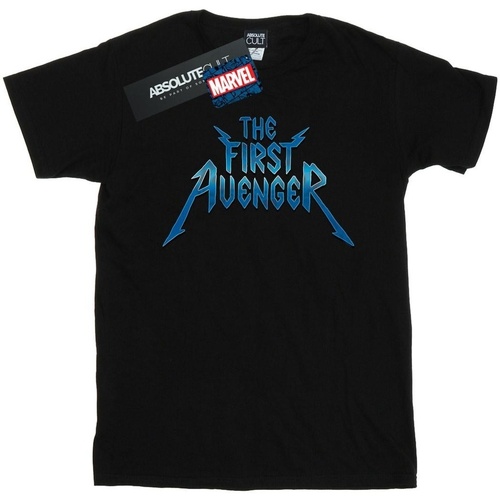 Abbigliamento Bambina T-shirts a maniche lunghe Marvel The First Avenger Metal Logo Nero