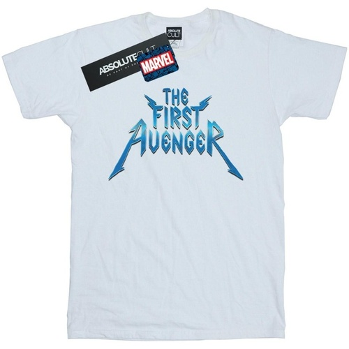 Abbigliamento Bambina T-shirts a maniche lunghe Marvel The First Avenger Metal Logo Bianco