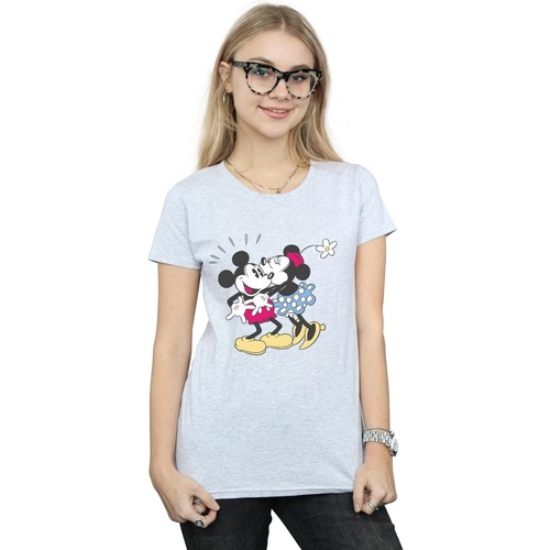Abbigliamento Donna T-shirts a maniche lunghe Disney Mickey And Minnie Mouse Kiss Grigio