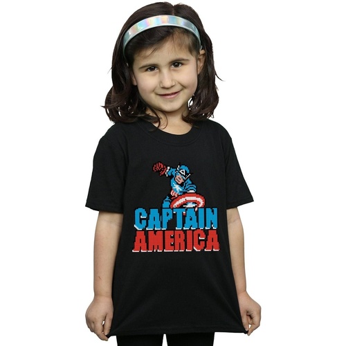 Abbigliamento Bambina T-shirts a maniche lunghe Marvel Captain America Pixelated Nero