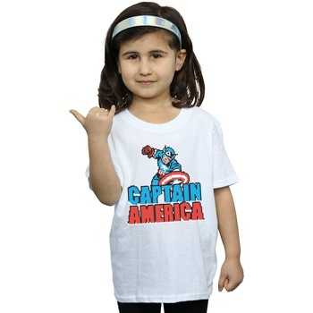 Abbigliamento Bambina T-shirts a maniche lunghe Marvel Captain America Pixelated Bianco