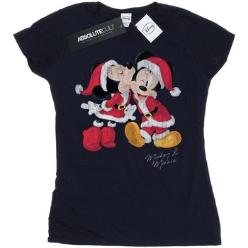 Abbigliamento Donna T-shirts a maniche lunghe Disney Mickey And Minnie Christmas Kiss Blu