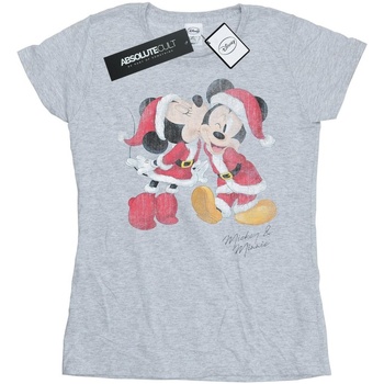 Abbigliamento Donna T-shirts a maniche lunghe Disney Mickey And Minnie Christmas Kiss Grigio