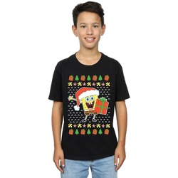 Abbigliamento Bambino T-shirt maniche corte Spongebob Squarepants Ugly Christmas Nero