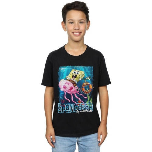 Abbigliamento Bambino T-shirt & Polo Spongebob Squarepants Jellyfish Riding Nero