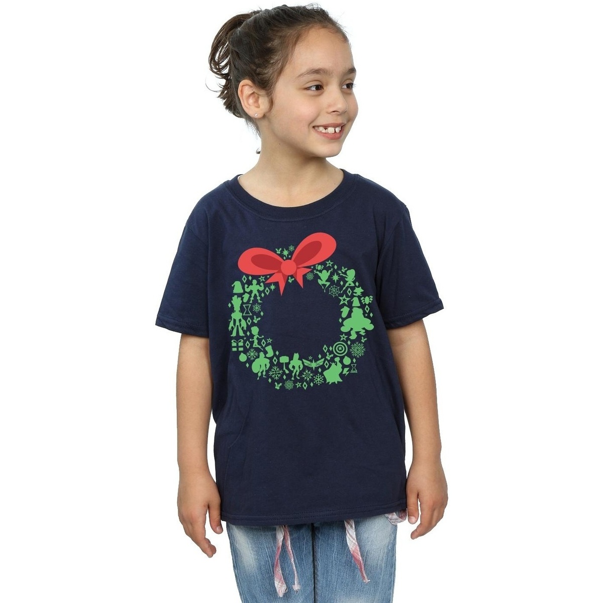 Abbigliamento Bambina T-shirts a maniche lunghe Marvel Avengers Christmas Wreath Blu