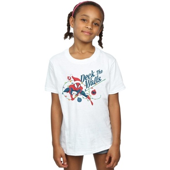 Abbigliamento Bambina T-shirts a maniche lunghe Marvel Spider-Man Deck The Walls Bianco