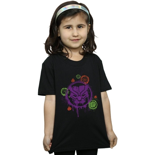 Abbigliamento Bambina T-shirts a maniche lunghe Marvel Avengers Panther Halloween Icon Nero
