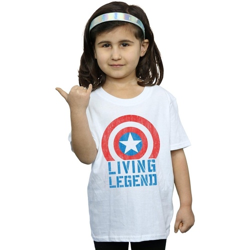 Abbigliamento Bambina T-shirts a maniche lunghe Marvel Captain America Living Legend Bianco