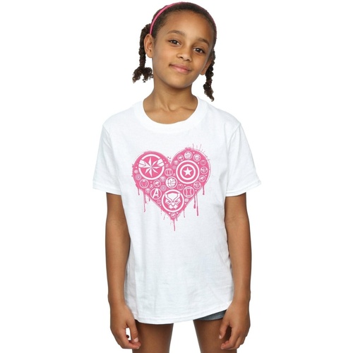 Abbigliamento Bambina T-shirts a maniche lunghe Marvel I Heart Avengers Bianco