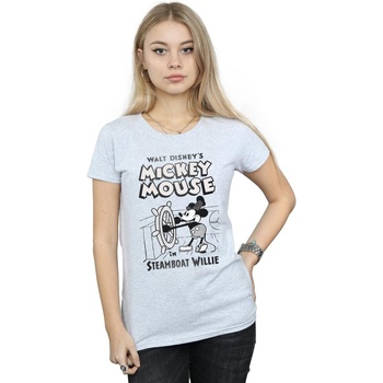 Abbigliamento Donna T-shirts a maniche lunghe Disney Mickey Mouse Steamboat Willie Grigio