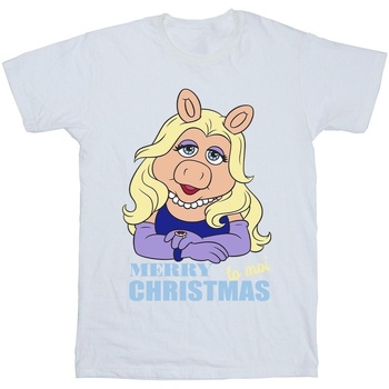 Abbigliamento Bambina T-shirts a maniche lunghe Disney Muppets Miss Piggy Queen of Holidays Bianco