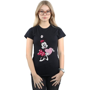Abbigliamento Donna T-shirts a maniche lunghe Disney Minnie Mouse Love Heart Nero