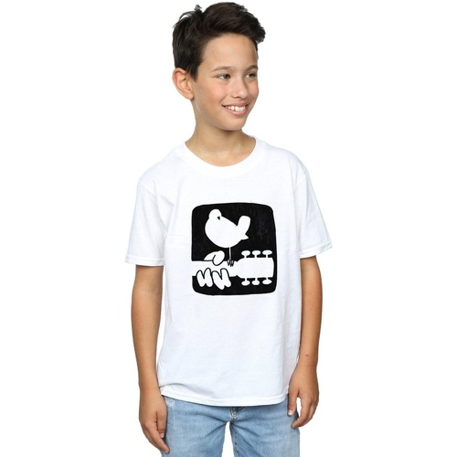 Abbigliamento Bambino T-shirt maniche corte Woodstock Guitar Logo Bianco