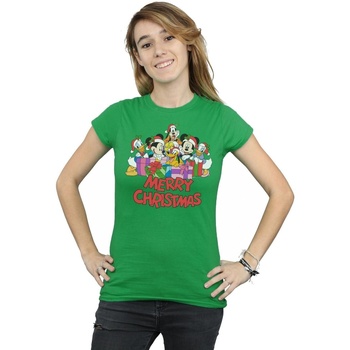 Abbigliamento Donna T-shirts a maniche lunghe Disney Mickey Mouse And Friends Christmas Verde