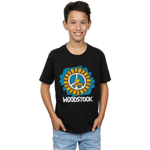 Abbigliamento Bambino T-shirt maniche corte Woodstock Flower Peace Nero