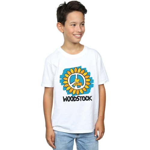 Abbigliamento Bambino T-shirt maniche corte Woodstock Flower Peace Bianco