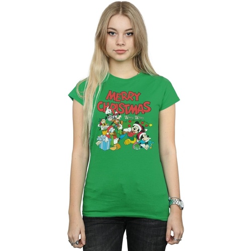 Abbigliamento Donna T-shirts a maniche lunghe Disney Mickey And Friends Winter Wishes Verde