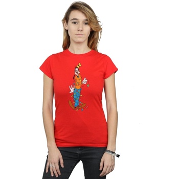 Abbigliamento Donna T-shirts a maniche lunghe Disney Goofy Christmas Lights Rosso