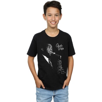 Abbigliamento Bambino T-shirt maniche corte Charlie Parker Playing Saxophone Nero