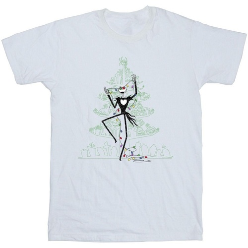 Abbigliamento Bambina T-shirts a maniche lunghe Disney The Nightmare Before Christmas Tree Green Bianco
