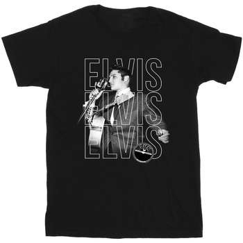 Abbigliamento Bambino T-shirt maniche corte Elvis Triple Logo Portrait Nero